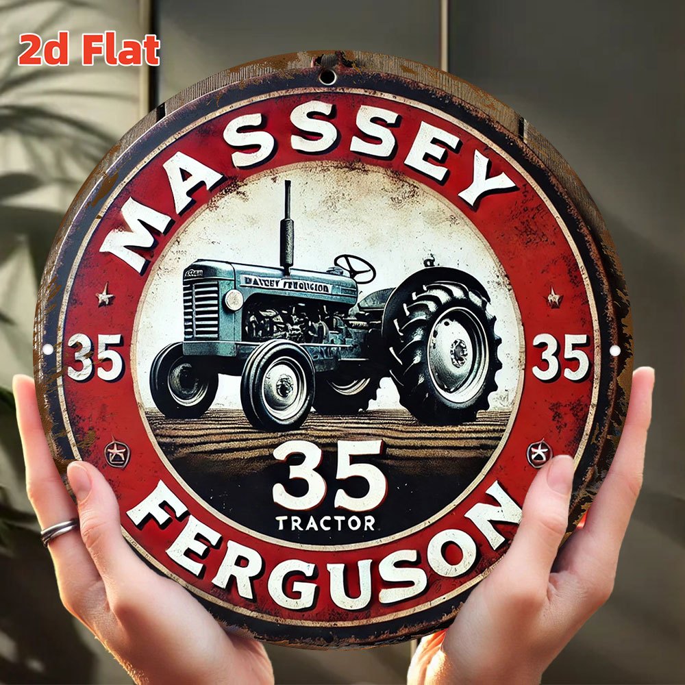 Farming Agriculture Logo - Targa in Metallo Rotonda Retrò 2D